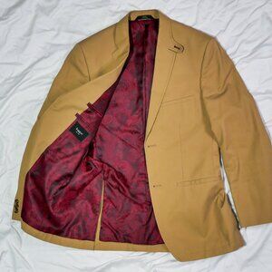 Haggar Blazer/Sport Coat - Tan Long Sleeve Notch Neck Collared Two Button